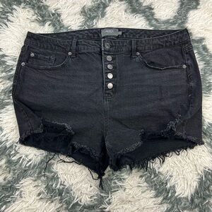 Torrid Women's Black Distressed Shorts Size 16 Button Fly